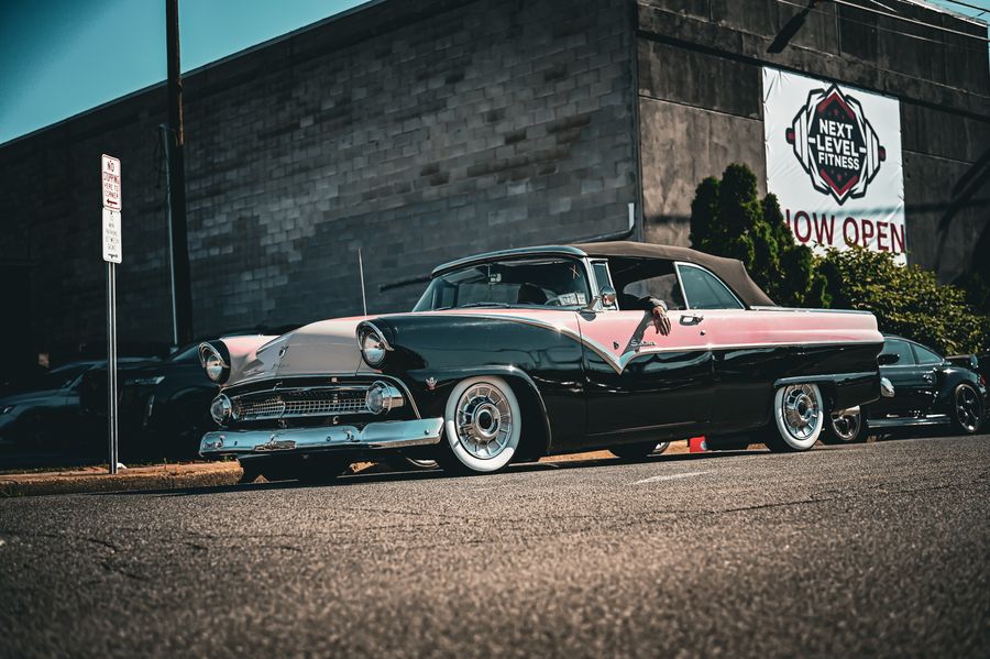 Pink and black 1950s classic at the shop