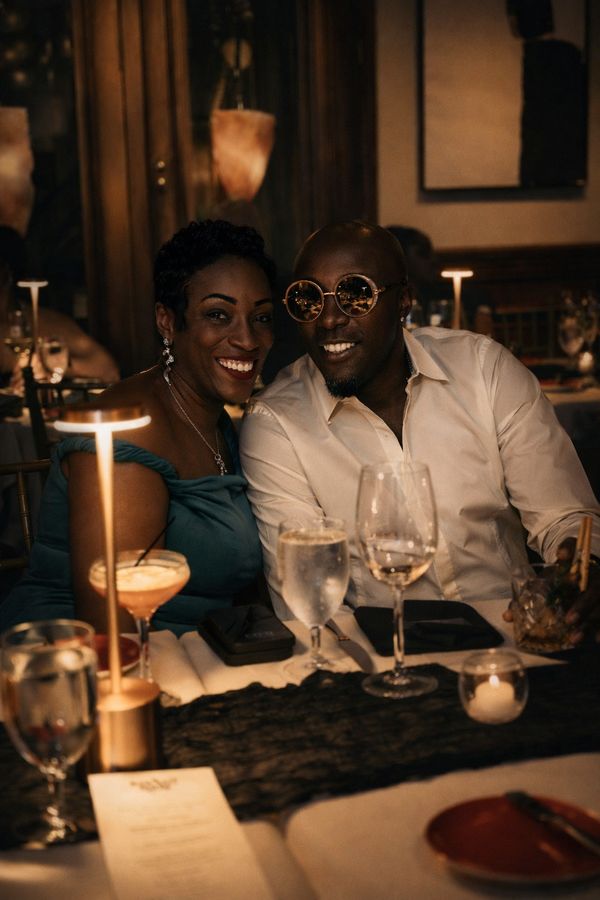 Couple sharing a candlelit dinner
